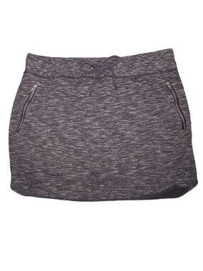 GreenTea Heathered Charcoal Knit Athletic Style Mini Skirt W/ Shorts & Pockets